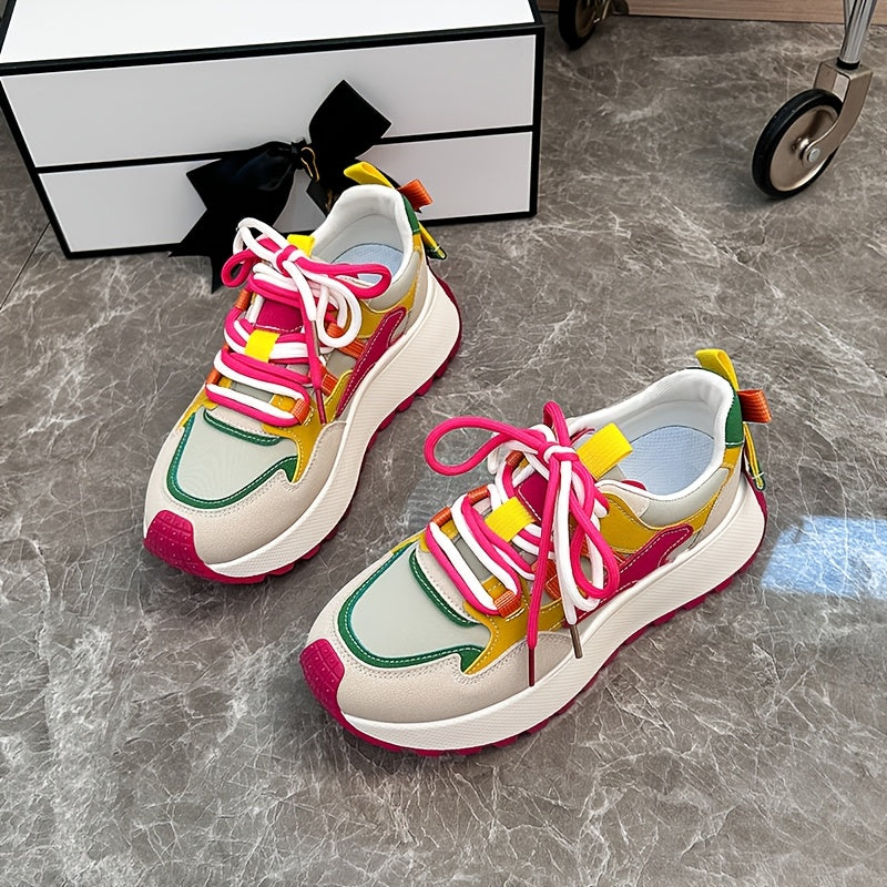 Ayollar uchun nafas oladigan tarmoq yozgi kundalik sport krossovkalar oq qalin kauchuk taglik