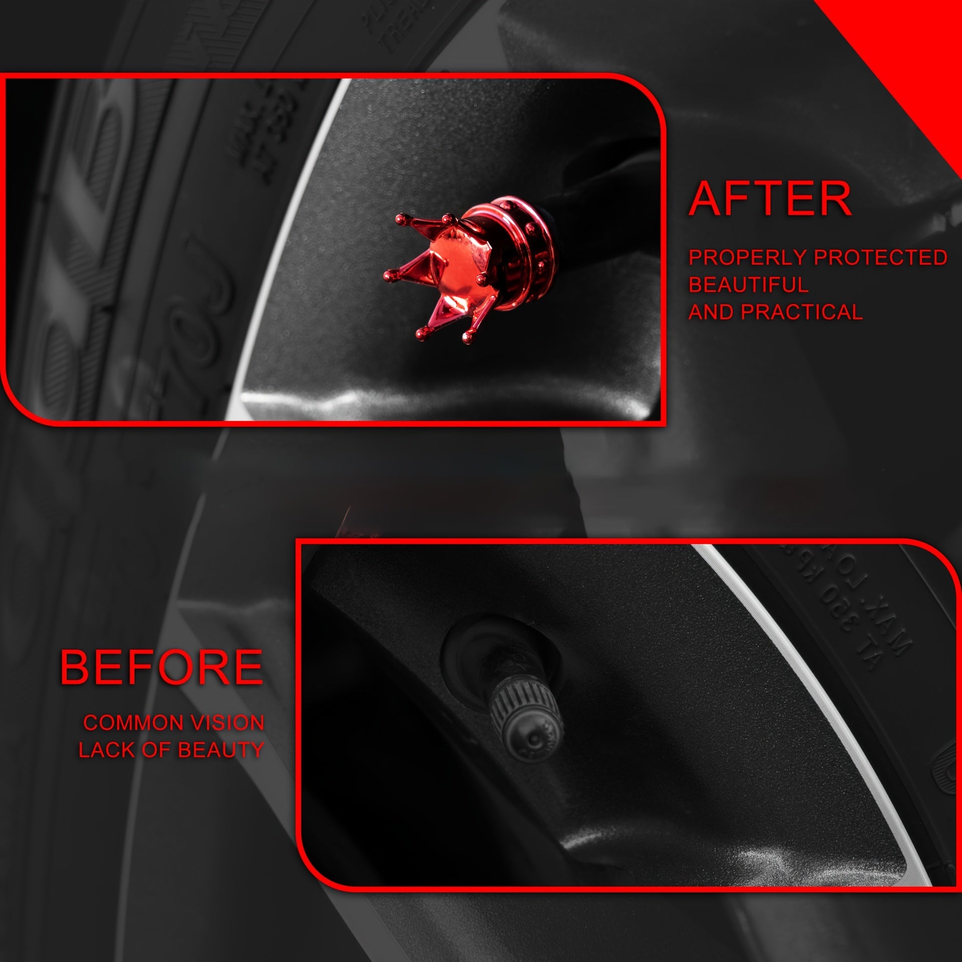 Universal Tire Valve Caps Crown Style Car Bicycle Motorcycle Decorations