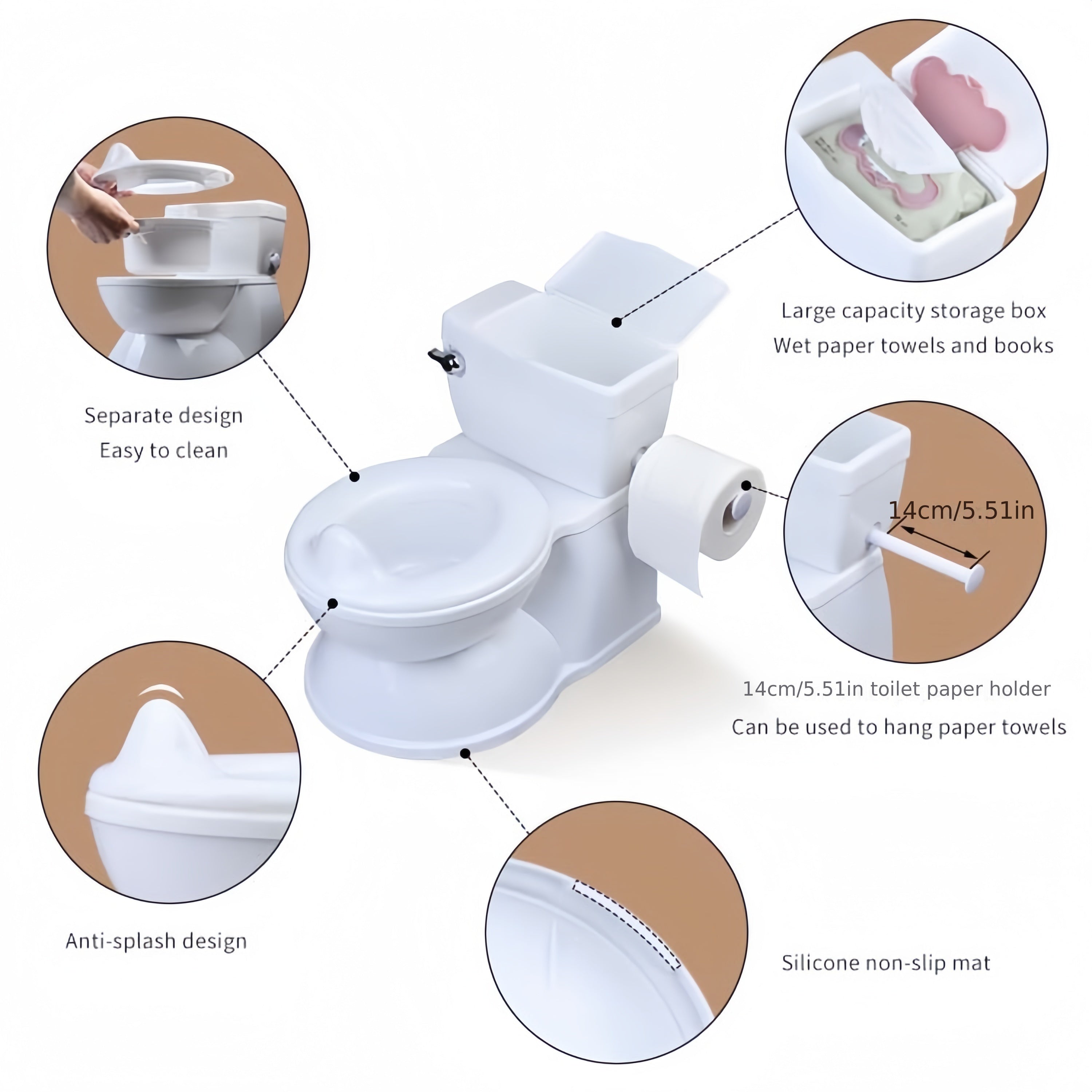 Kids Potty Training Toilet with Flush Sound and Realistic Design for Toddlers Ages 0-8