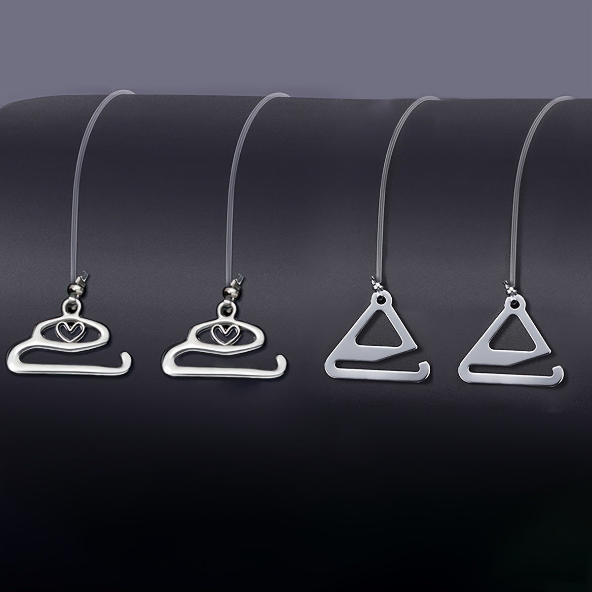 2 Pack Heart and Triangle Hook Bra Accessories with Transparent Thin Straps and Metal Hooks
