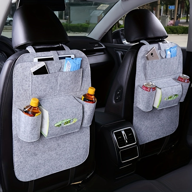 Multifunctional Felt Car Seat Back Storage Bag Organizer Grey