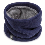 Black Men's Cozy Knit Neck Gaiter with Fleece Lining Winter Scarf Face Mask