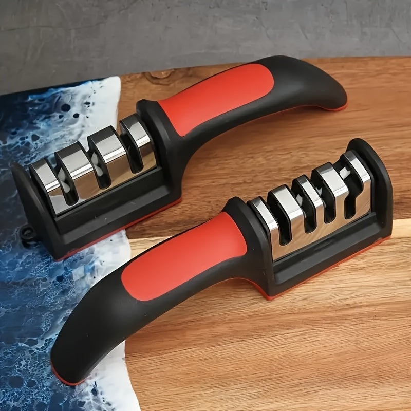 Ergonomik pichoq silliqlash uchun qulay tutqichli, portativ, yuqori indeksli plastmassadan tayyorlangan, aralash ranglarda.