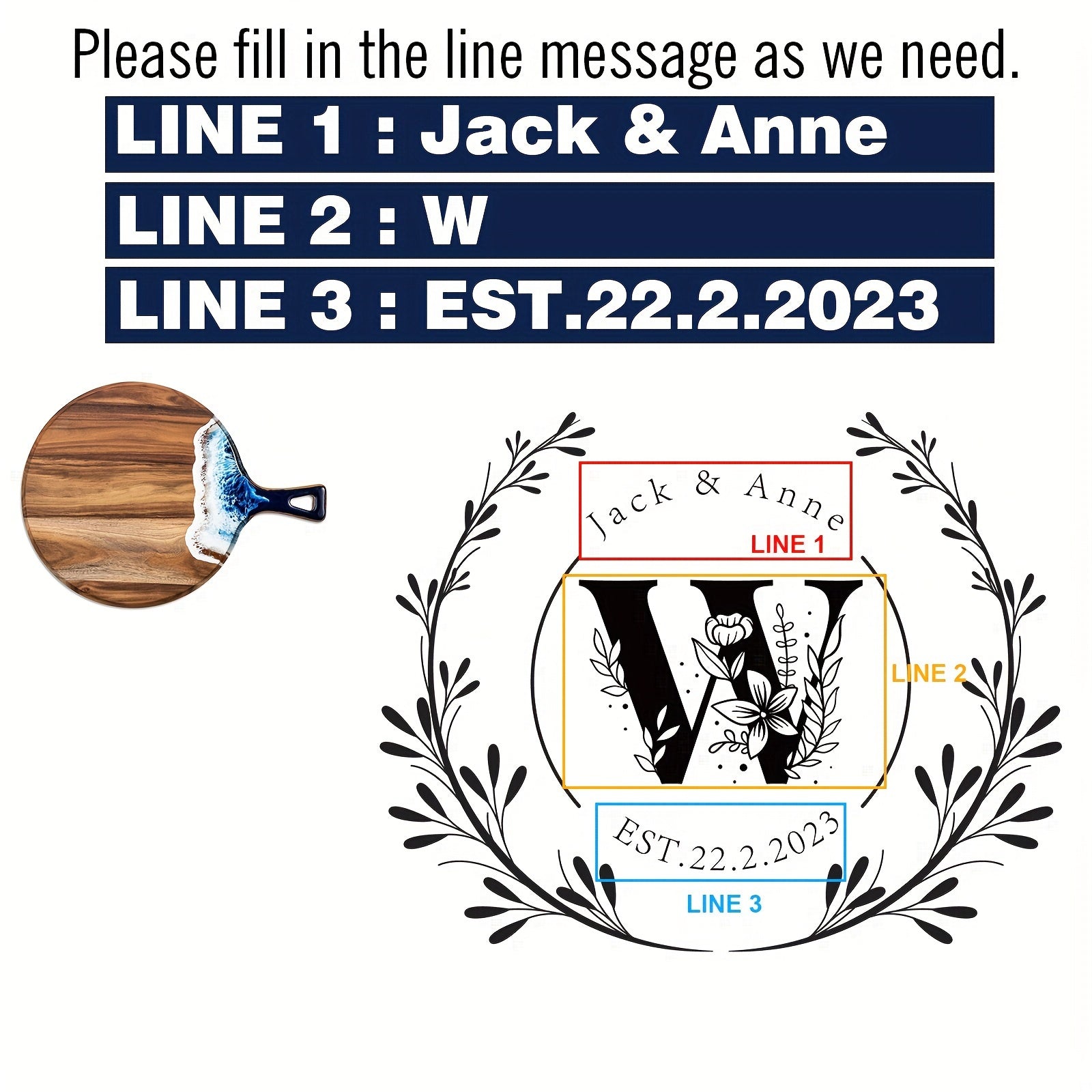 Round Custom Cheese Board with Handle, Personalized Charcuterie Board for Gifts