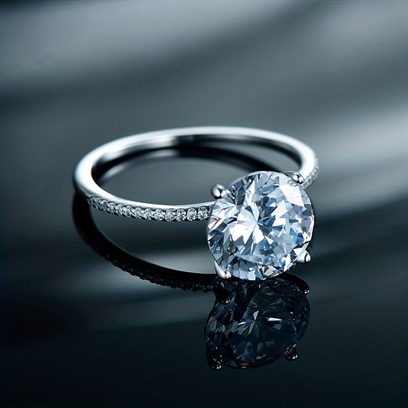 Sterling Silver Solitaire Ring with Zirconia in Silver or Gold Finish for Women