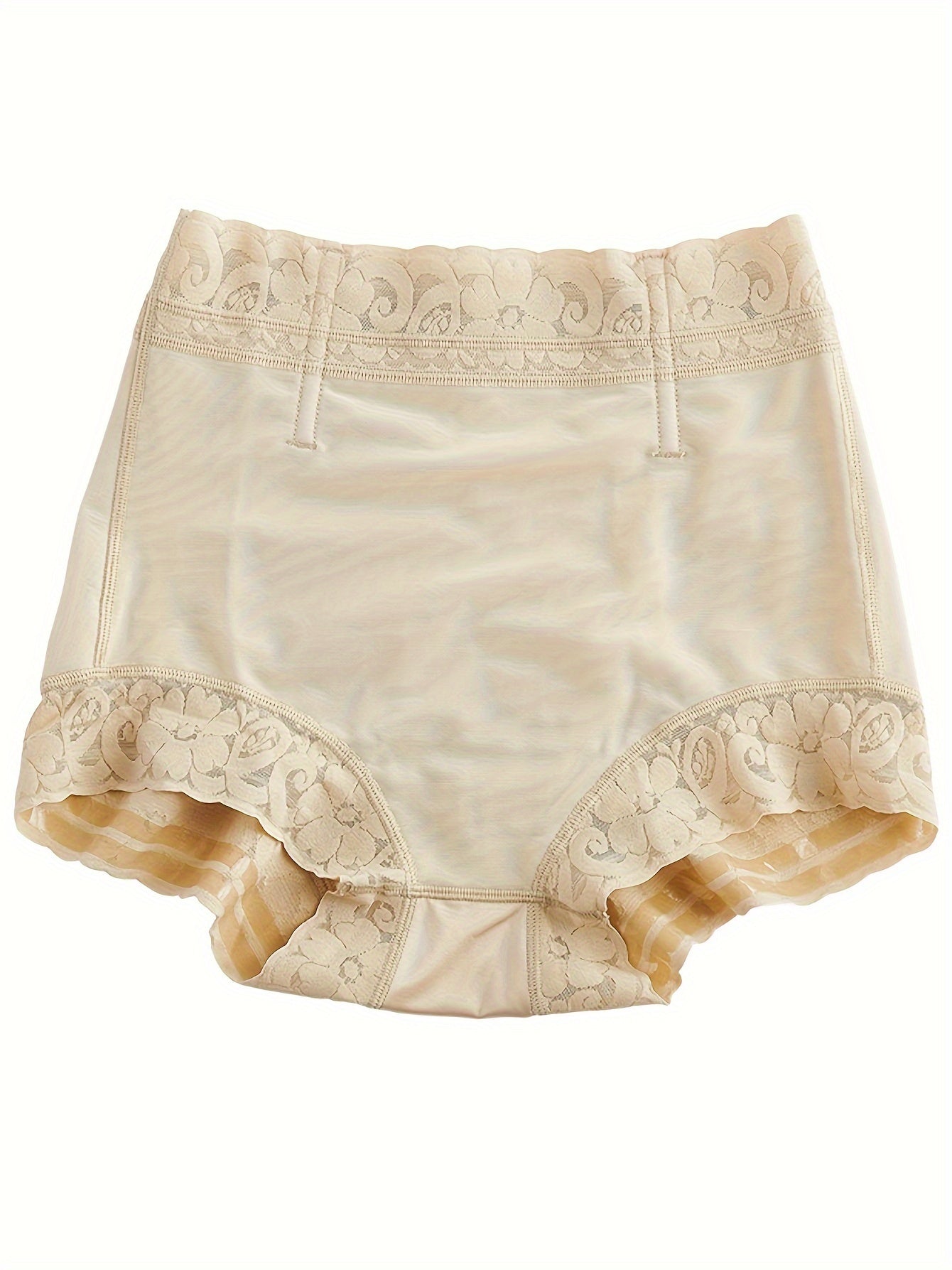 Lace Trim Butt Lifting Panties Breathable Women's Lingerie Solid Color Briefs