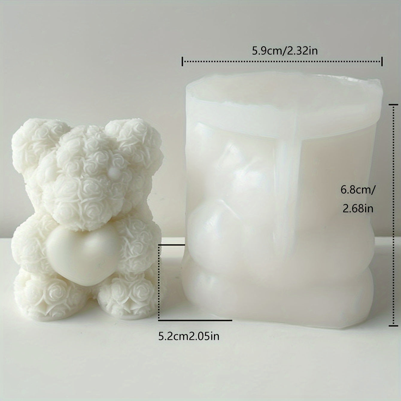 Silicone Mold for Making Bear-Shaped Candles and Ornaments for Valentine's Day