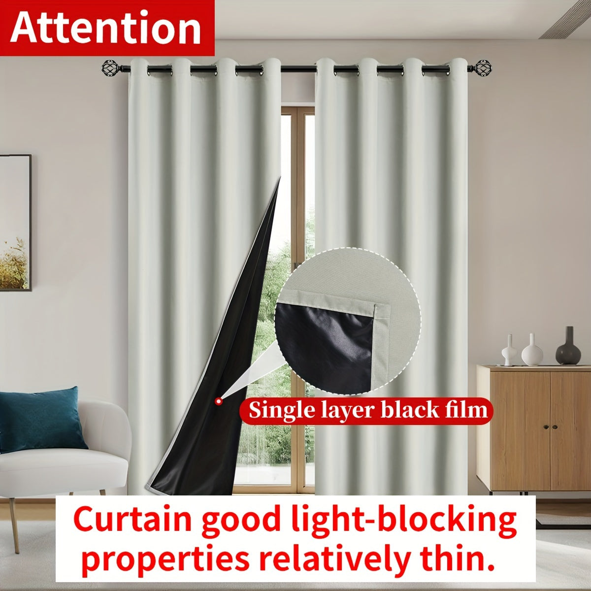 Blackout Curtains for Bedroom and Living Room, UV Protection, Easy Slide