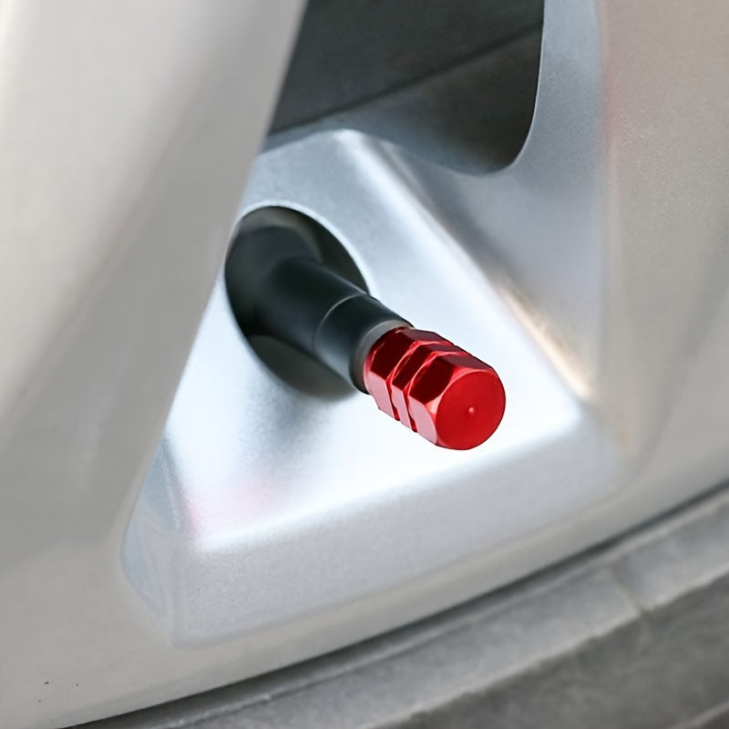 Set of 4 Aluminum Alloy Tire Valve Caps for Cars and Motorcycles