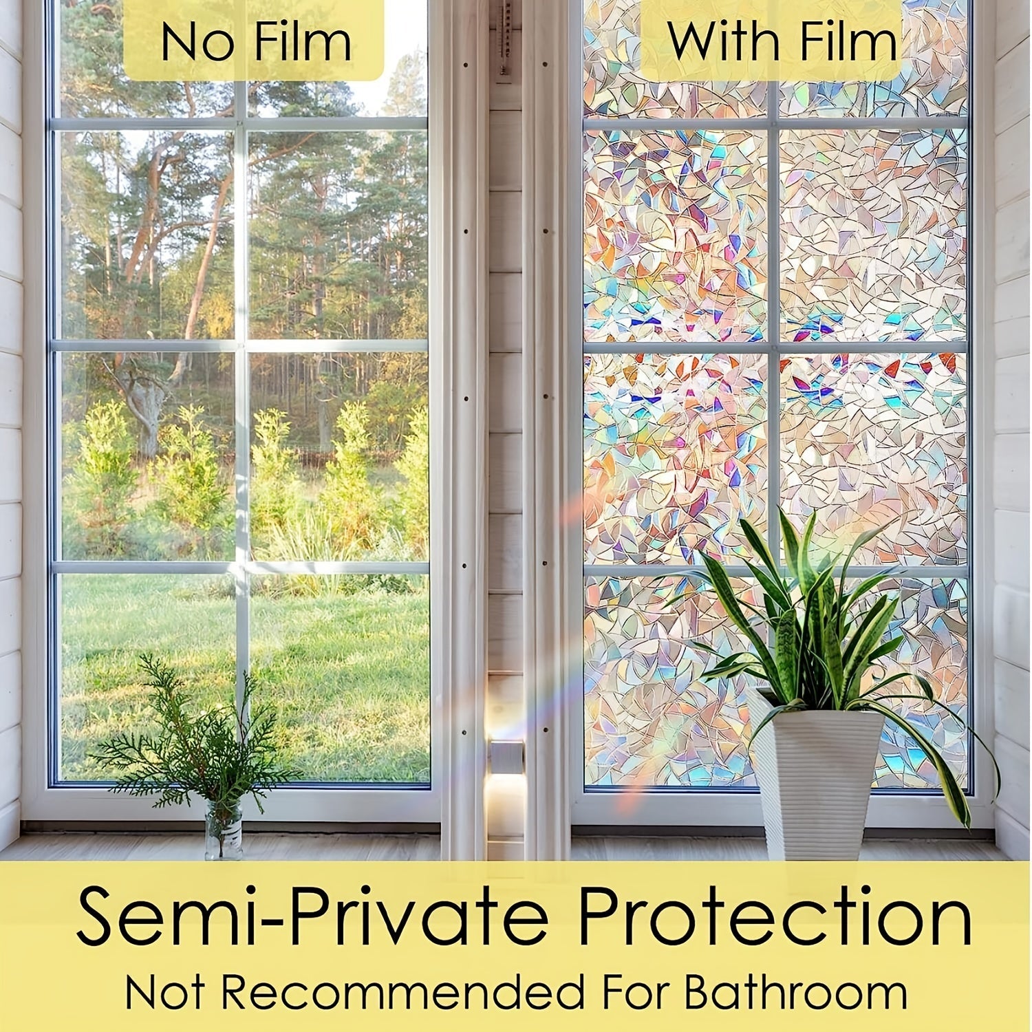 Reusable Colorful Geometric Vinyl Privacy Film for Windows Heat UV Protection