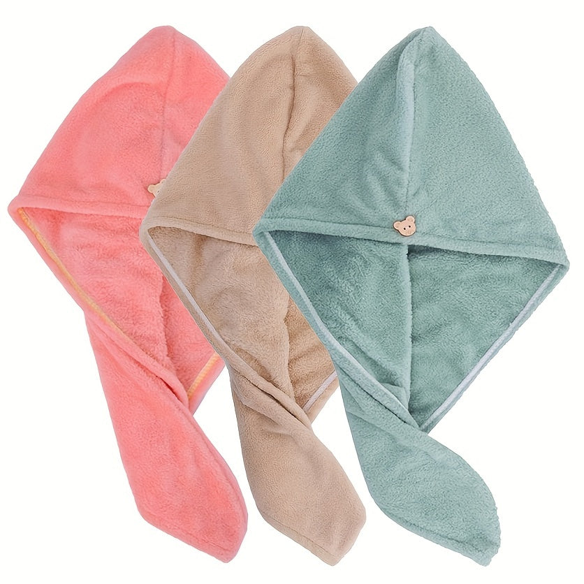 Super Soft Microfiber Hair Towel with Buttons for All Hair Types Women