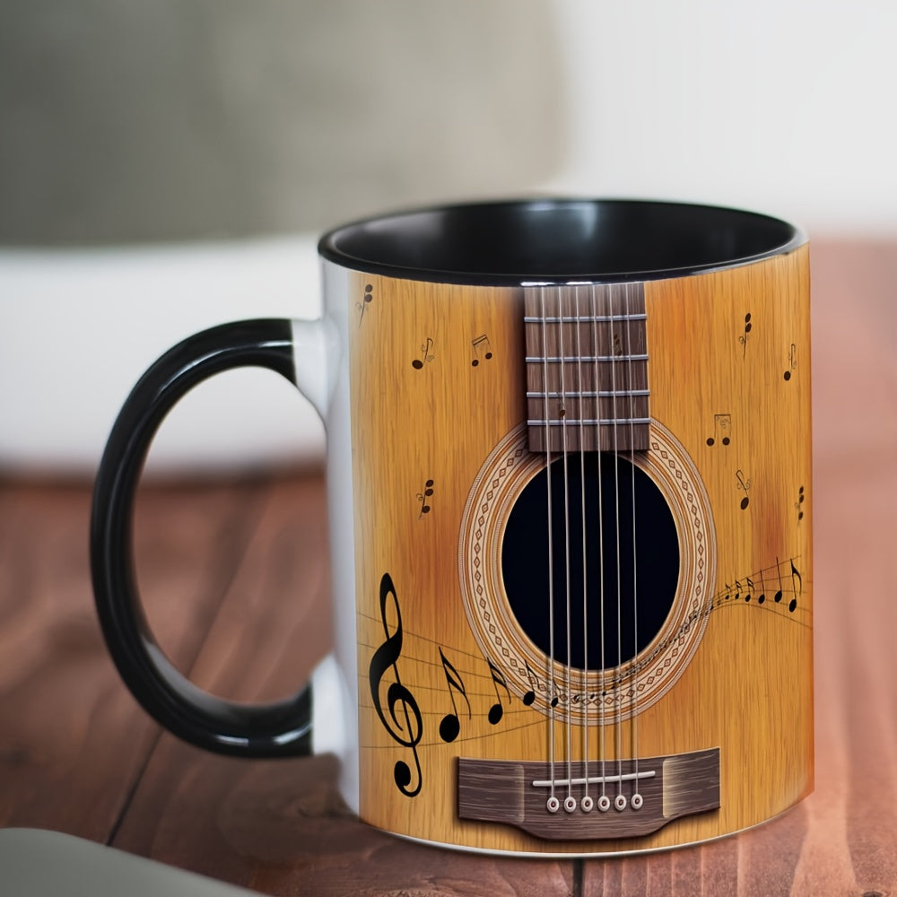 Ceramic Coffee Mug with Guitar Pattern, All-Season Gift, 11 oz