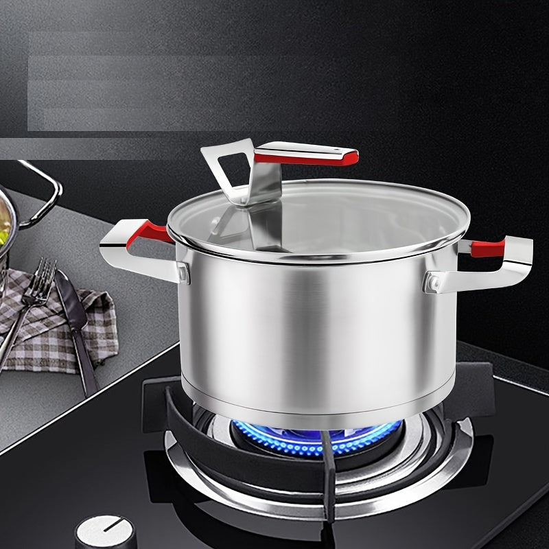 Stainless Steel Soup Pot for Steaming Noodles Porridge and Milk, Thickened, Gas Stove Compatible