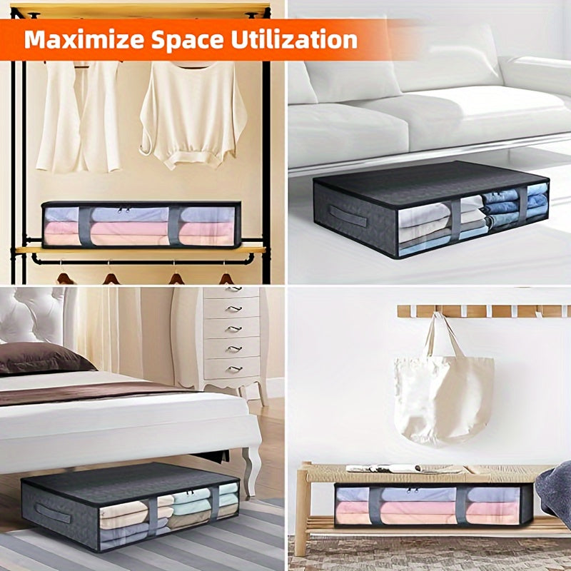 To'sagingiz ostida joylashadigan to'rt ta'kalanadigan saqlash sumkasi, shaffof derazalar va kuchli tutqichlar bilan - kiyim, ko'rpa, sviter, yotoq to'shagi, o'yinchoqlar va boshqalarni saqlash uchun ideal - Rang: Kulrang