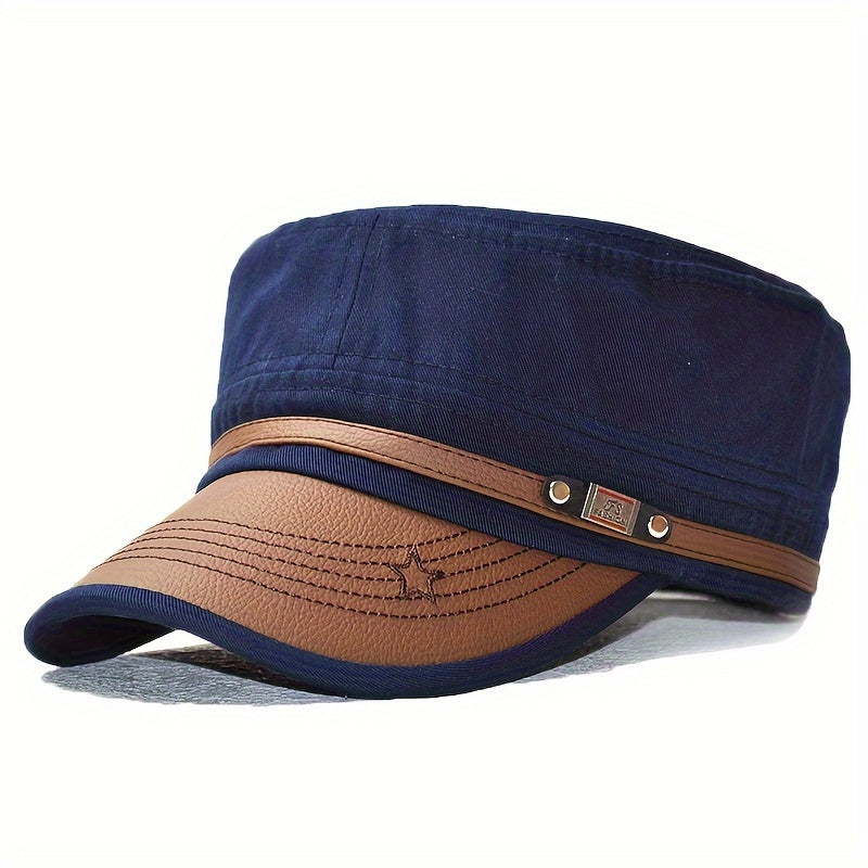 Gorra plana de mezcla de algodón para hombre con visera curva para protección solar en verano