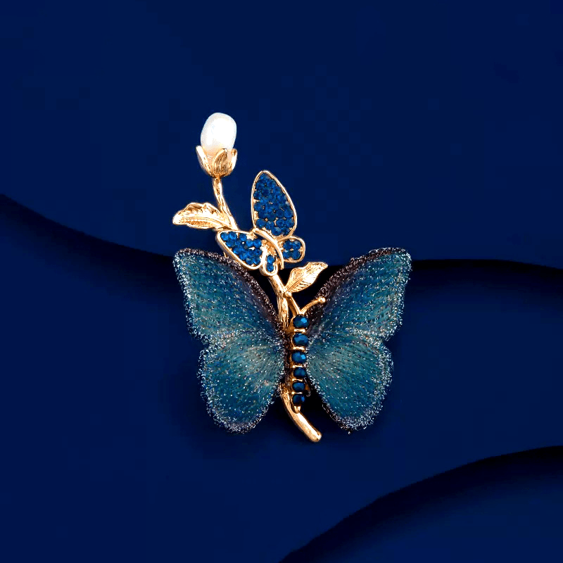 Crystal Butterfly Brooch Pin with Rhinestones for Dresses and Sweaters