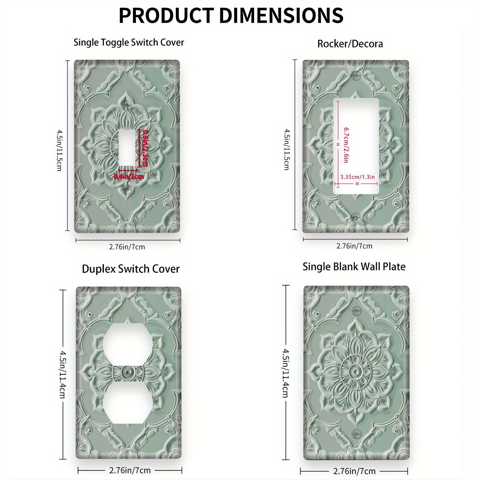 Sage Green Beige Decorative Light Switch Cover Easy to Install No Wiring Needed