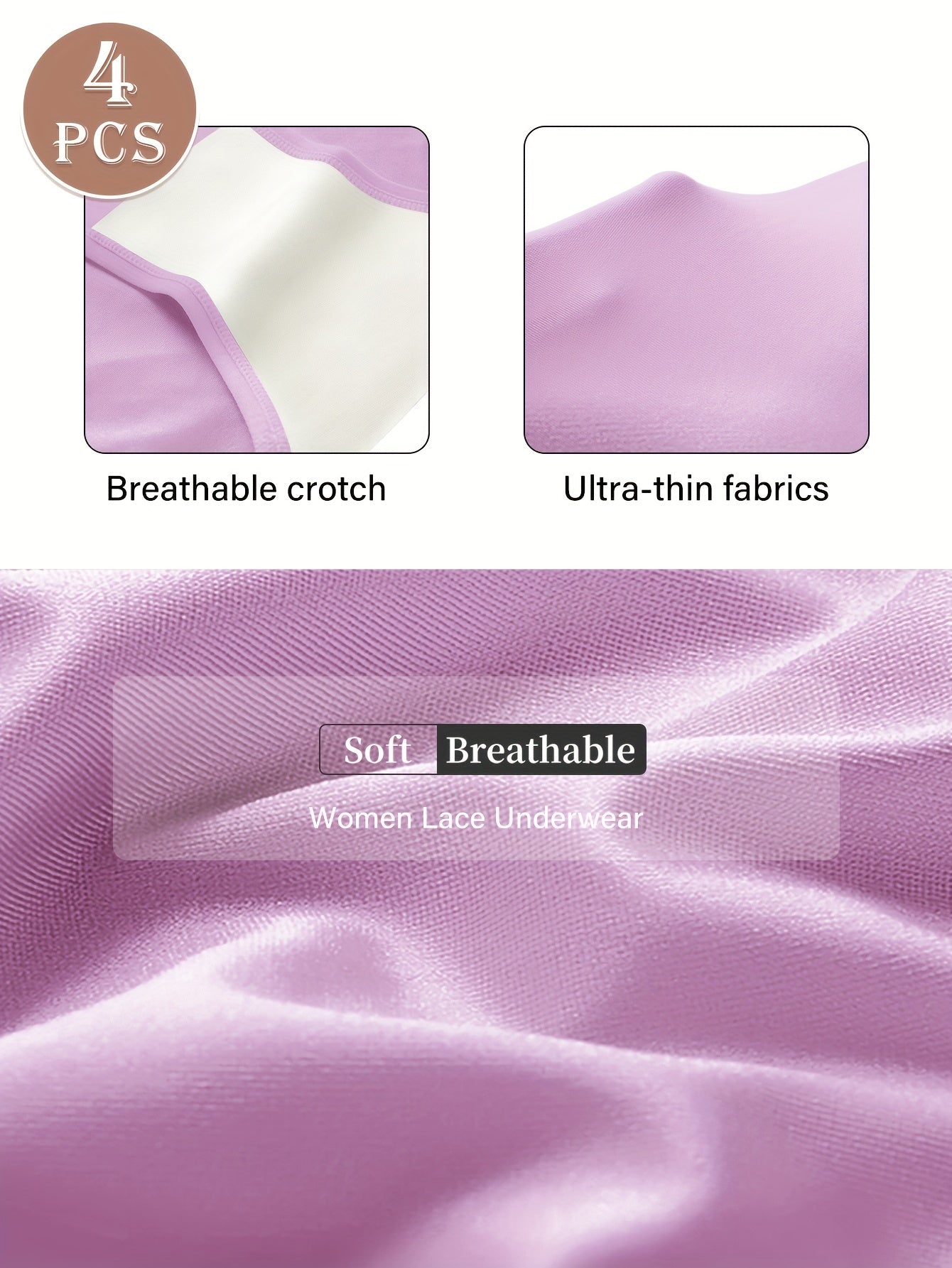 Women's High-Waisted Briefs 4 Pack Solid Color Full Coverage Stretch Polyester