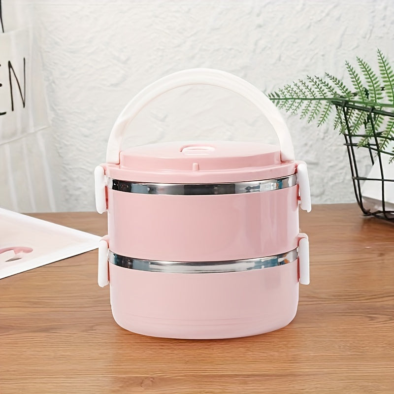 Insulated Stainless Steel 2-Tier Lunch Box Leak-Proof Food Container for Office School Camping