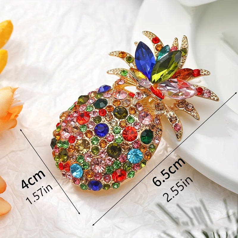 Crystal Pineapple Brooch with Rhinestones and High-End Design