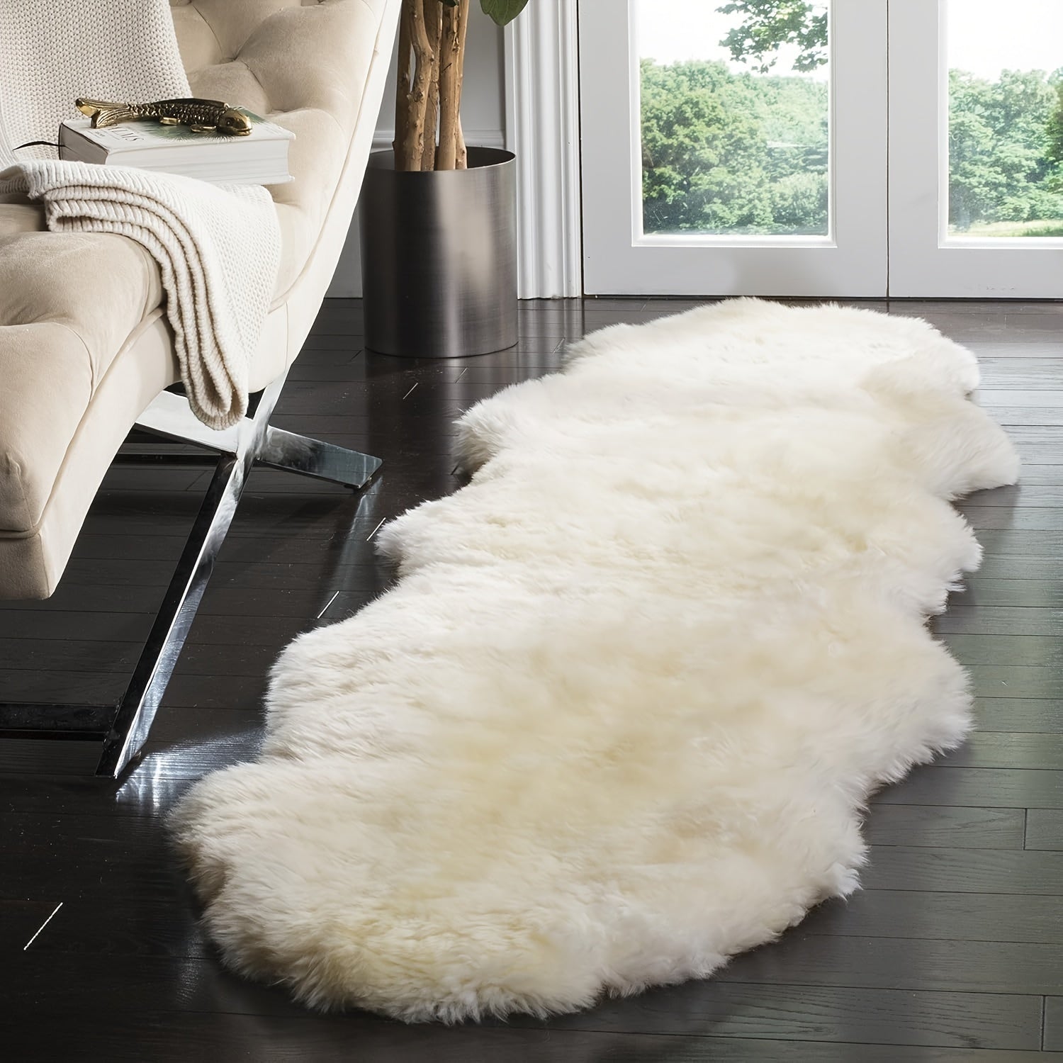 Faux Sheepskin Rug Runner White Plush Soft Nursery Living Room Decor 1.8m