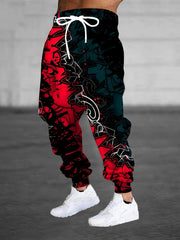 Men's Joggers with 3D Graffiti Print Drawstring Pockets Polyester Sweatpants All Seasons