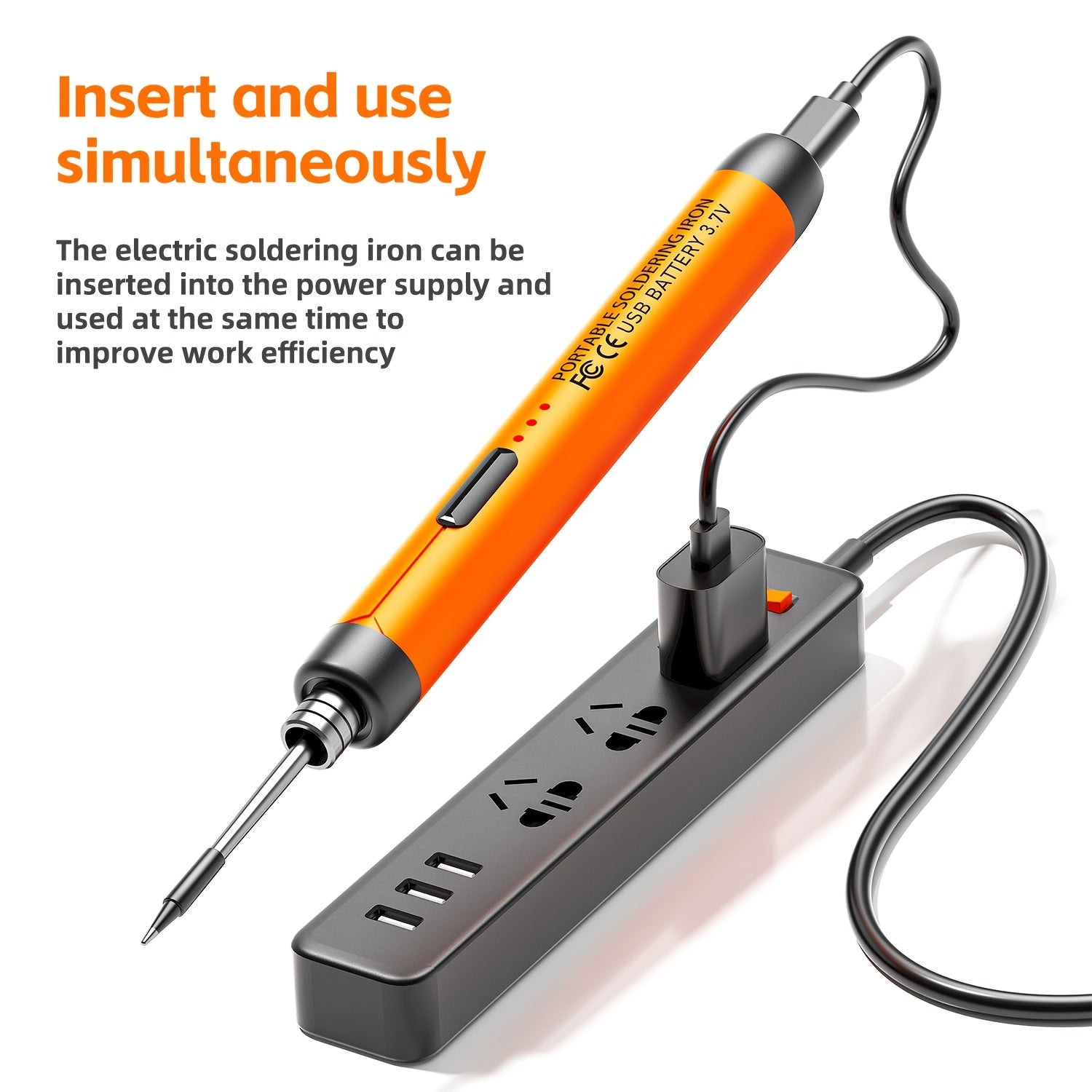 USB and Battery Powered Soldering Iron with Adjustable Temperature and Accessories