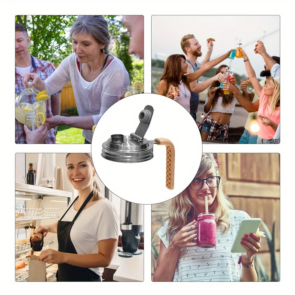 Stainless Steel Mason Jar Lid with Handle for 86mm Canning Jars Kitchen Storage