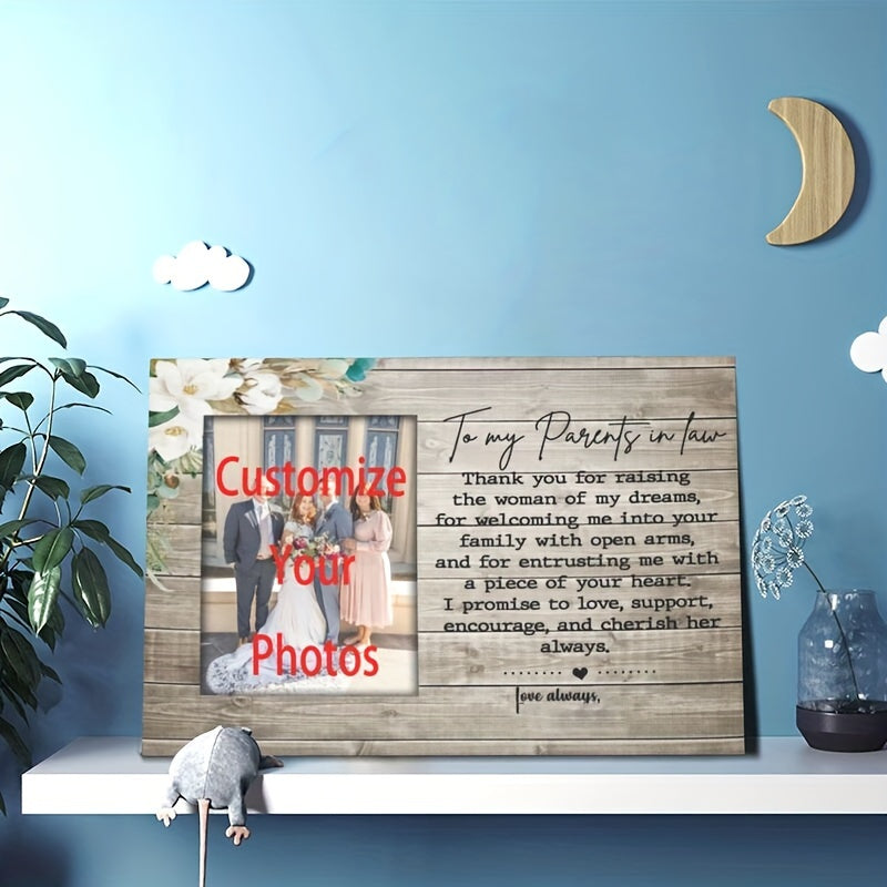 Персонализированный индивидуальный фотоканвас в подарок на свадьбу для родителей со стороны жены - идеальный свадебный подарок для родителей невесты от жениха - Размер: 29.97 см X 39.88 см