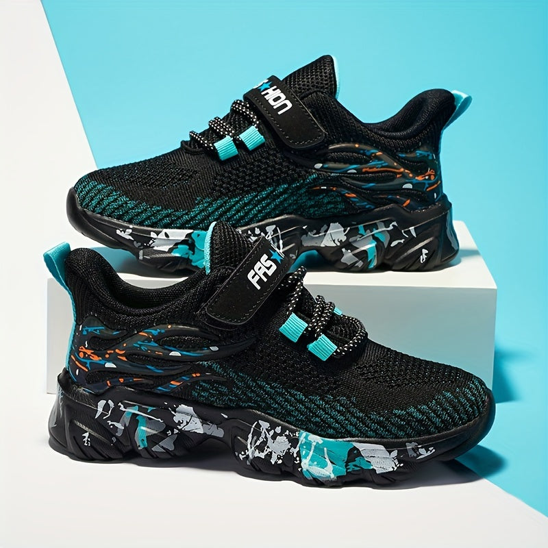 Kids Woven Knit Sneakers for Boys and Girls Casual Sports Mid Top Fabric Sole