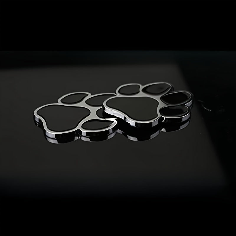 3D Chrome Dog Paw Decal Metal Footprint Sticker for Cars and Motorcycles