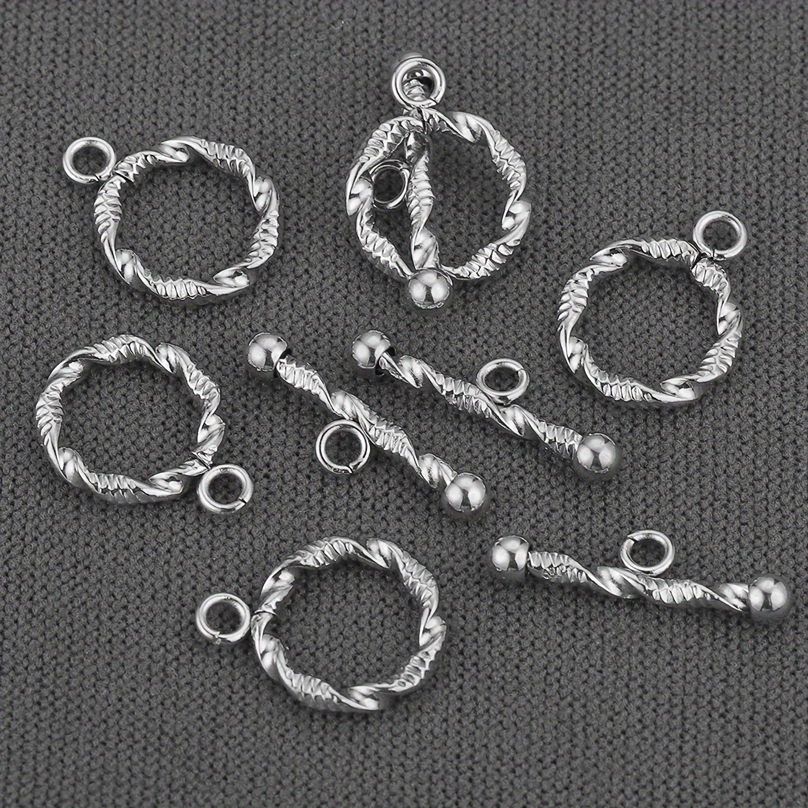 Set of 5 Stainless Steel Twist OT Buckles with Gold Plated Finish for Jewelry Making