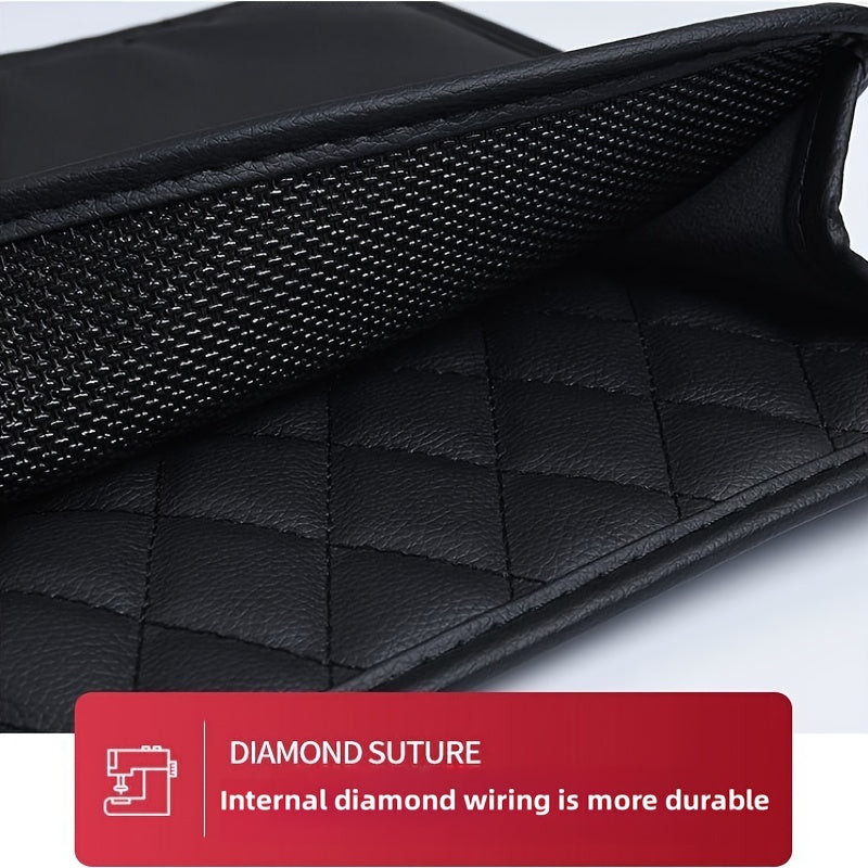 Organizador de asientos de coche, bolsa de almacenamiento de cuero PU para interior del vehículo, ordenado y duradero