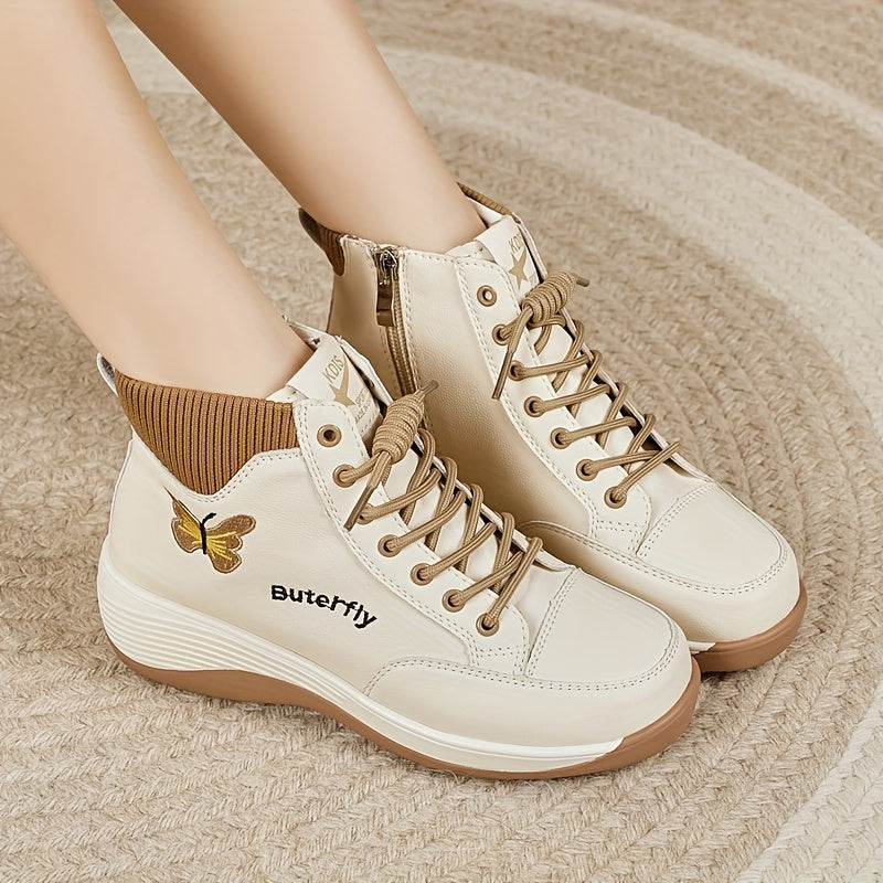 Women's Animal Print Platform Boots with Zipper, Round Toe, Low Heel