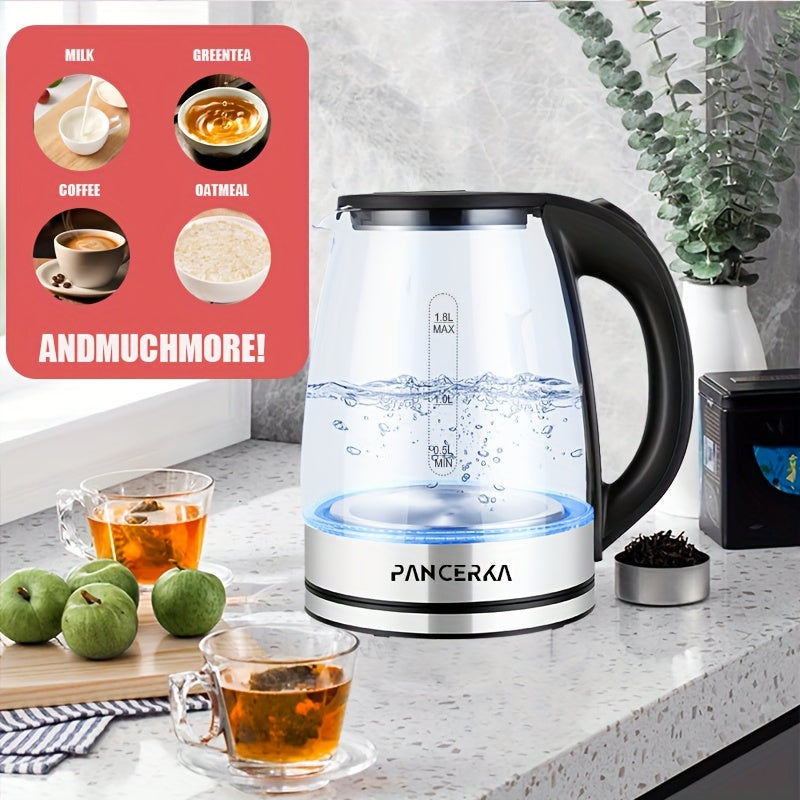 1.8L Electric Kettle Borosilicate Glass 1500W Auto Shut-Off Cool Touch
