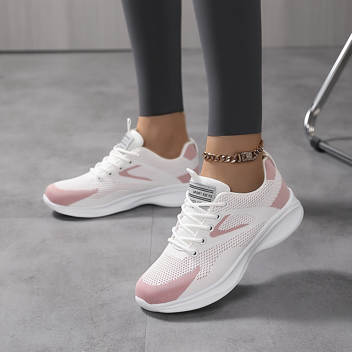 Women’s Breathable Mesh Casual Sneakers Lightweight Walking Shoes White Pink