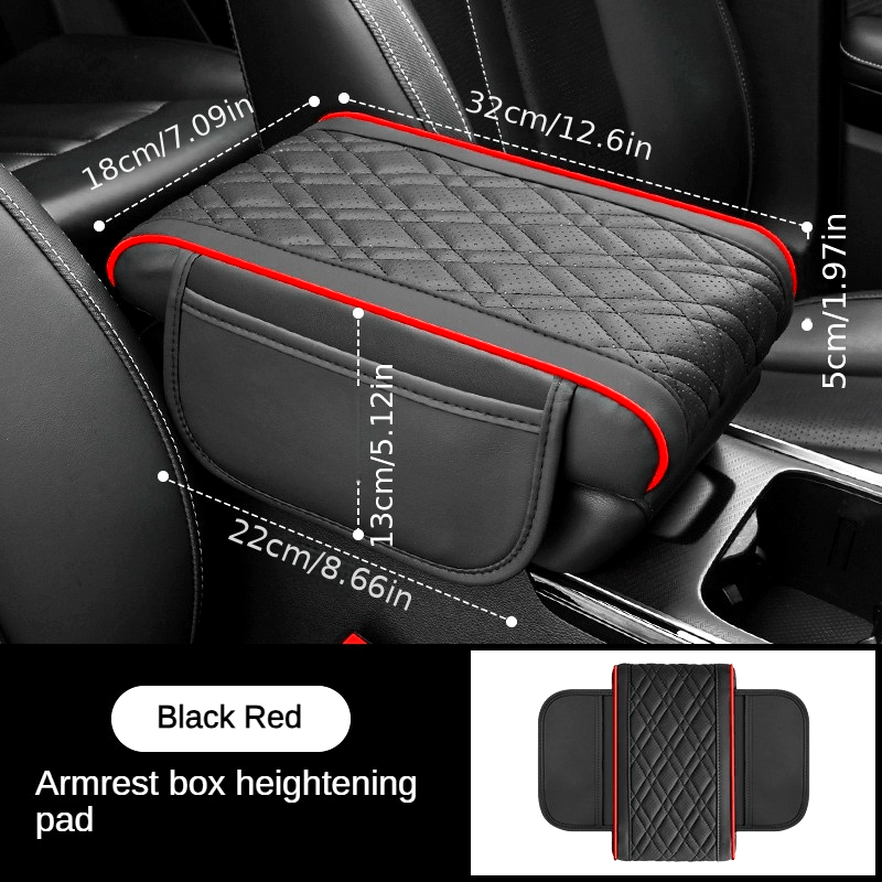 Car Armrest Cushion with Phone Holder PU Leather Ergonomic Height Adjustable
