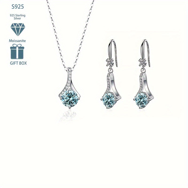 Gipoallergen yuqori sifatli 925 sterling kumush zargarlik to'plami, 1 ta Moissanite marjon (har biri 1 karat, jami 3 dona) va 2 ta Moissanite quloq bilaguzuklari (har biri 1 karat). Sertifikat va sovg'a qutisi bilan birga keladi.