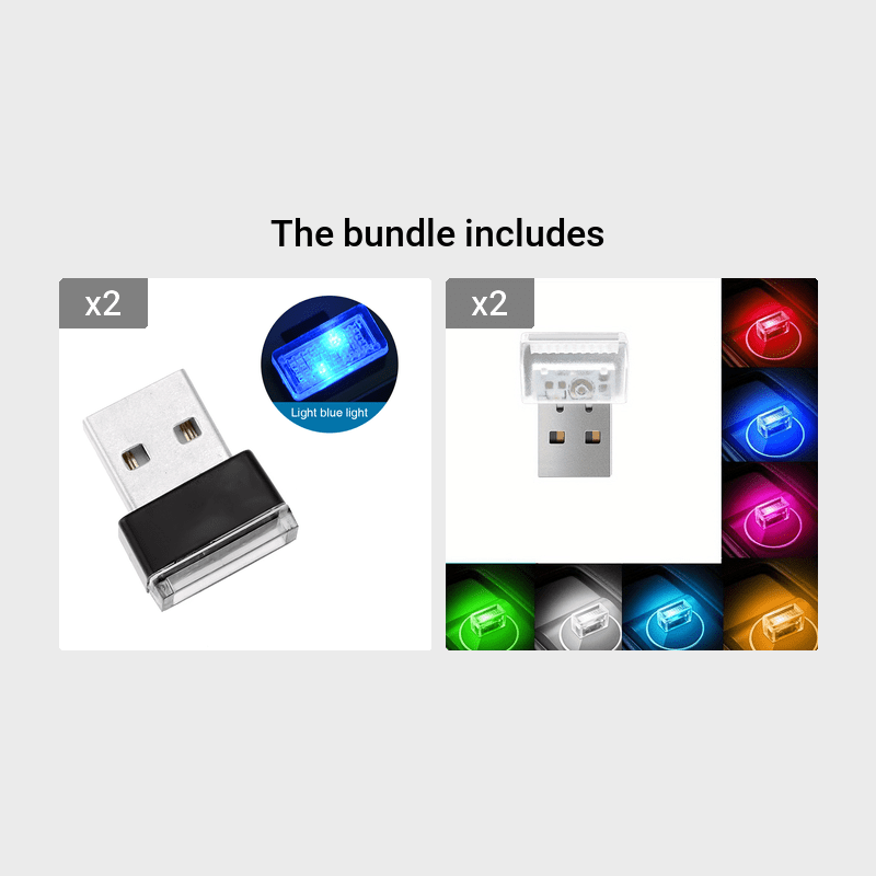 Mini USB LED Car Interior Light ABS Material 7 Color Options Ambient Neon