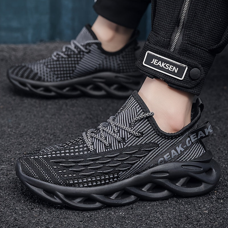 Men's Breathable Woven Knit Non-Slip Sneakers for Outdoor Activities