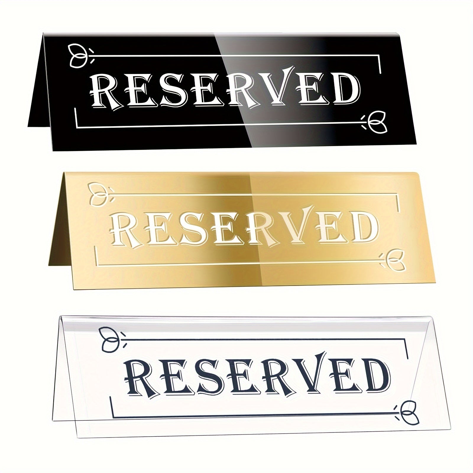 Set of 2 Acrylic Reserved Table Signs Waterproof Double-Sided Seating Tents for Weddings Parties Restaurants