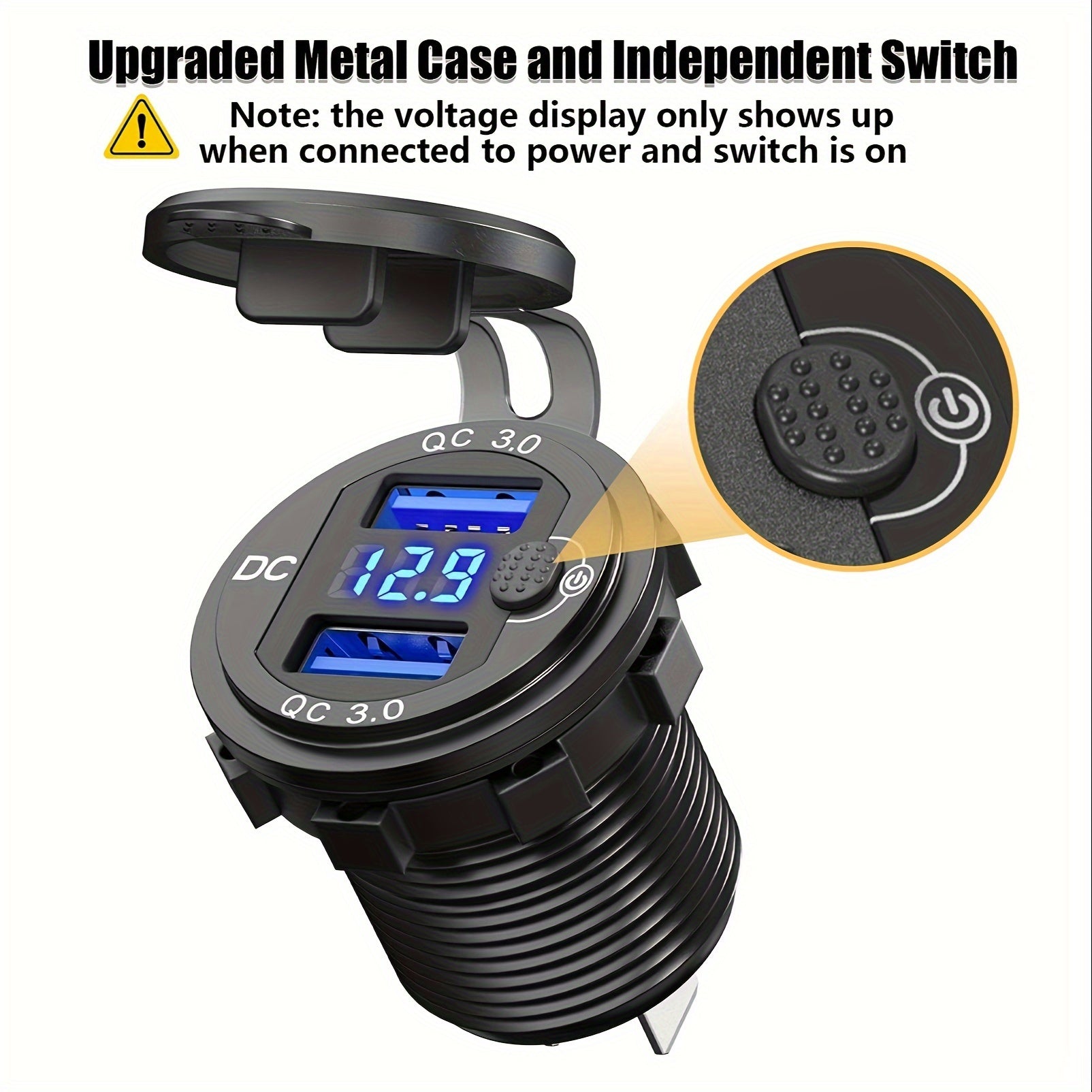 Dual USB Car Charger Aluminum Alloy Fast Charging Adapter for Vehicles Boats