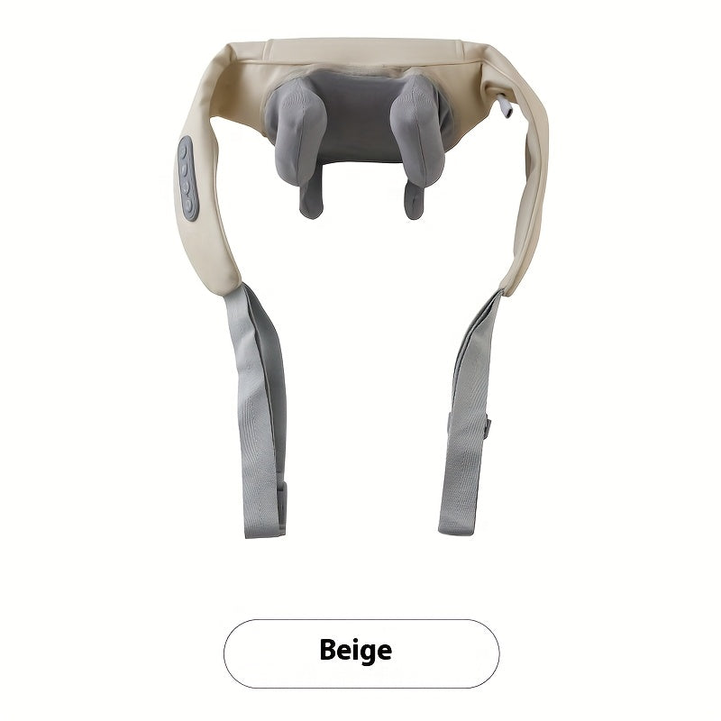 Wireless Neck and Shoulder Massager with 6-Claw Massage Head Heating Function Soft Breathable Fabric and Back Strap