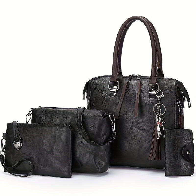 2024 Ретро Мульти-набор Сумка для женщин через плечо Большая емкость из PU материала