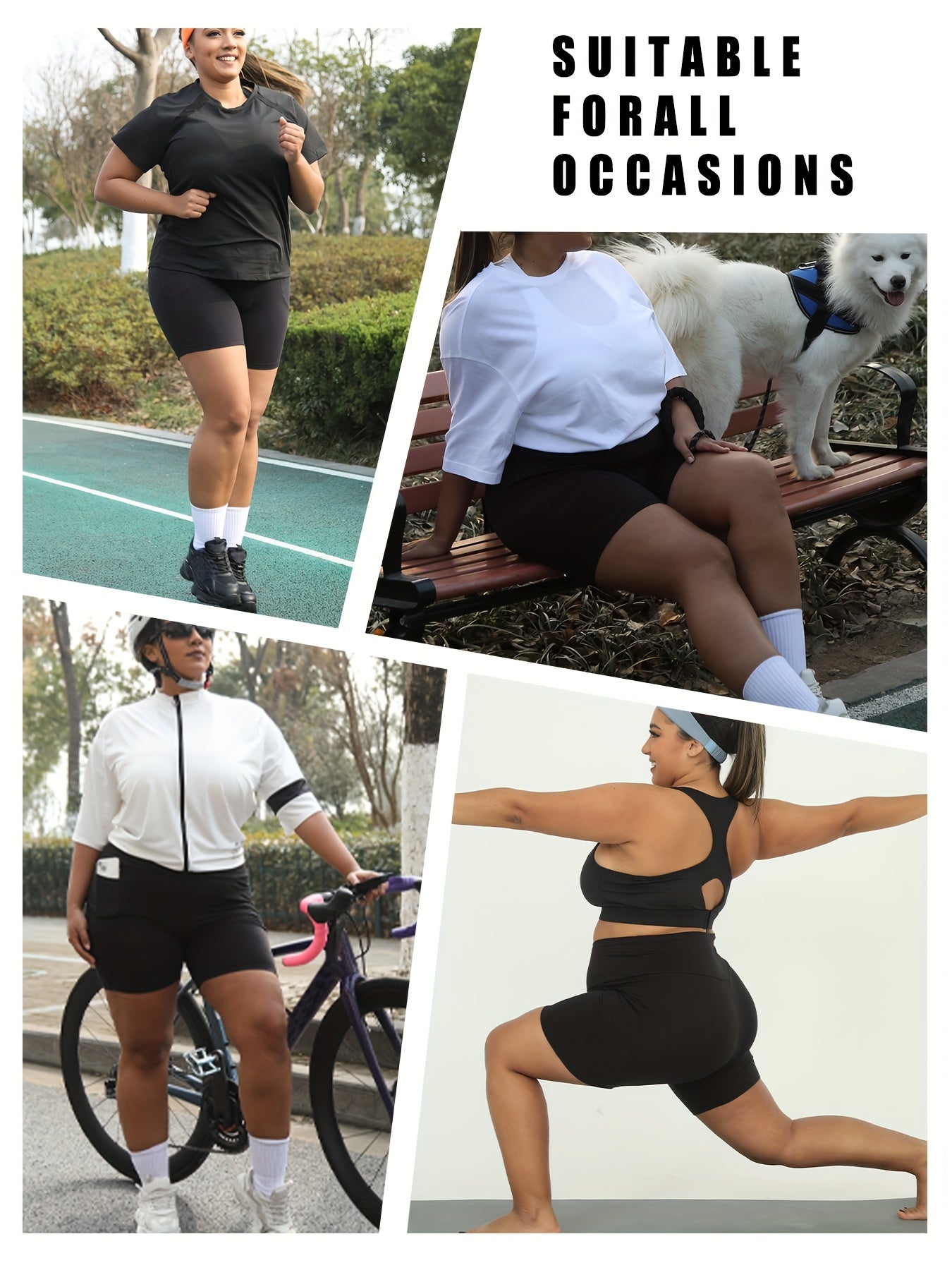Women Plus Size High Waisted Biker Shorts With Pockets for Workout Yoga