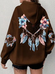 Women's Plus Size Dreamcatcher Hoodie Cozy Long Sleeve Pullover with Pockets