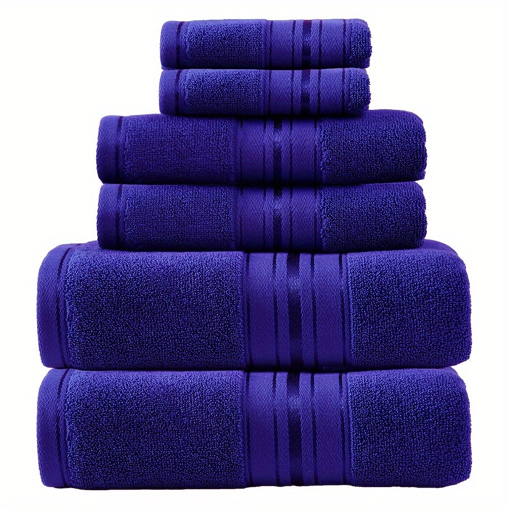 Set of 6 Absorbent Cotton Bath Towels for Spa Hotel Bathroom Use