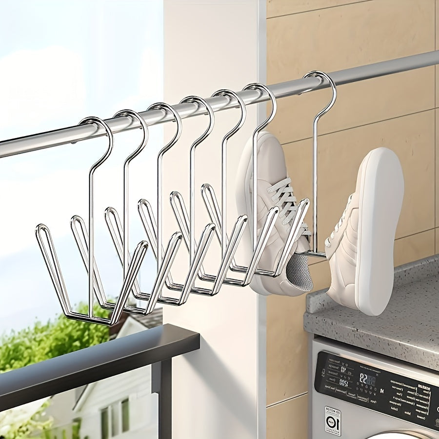 Stainless Steel Shoe Drying Rack Set of 3 or 5 Outdoor Indoor Windproof with Hanging Slippers Hook