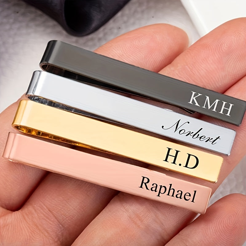Men's Stainless Steel Tie Clip Engraved Wedding Valentine's Day Gift
