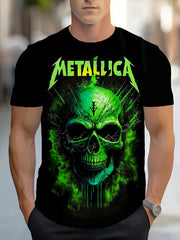 Мужская зеленая футболка с графическим изображением черепа и дизайном группы, короткий рукав, спортивная майка из полиэстера и спандекса